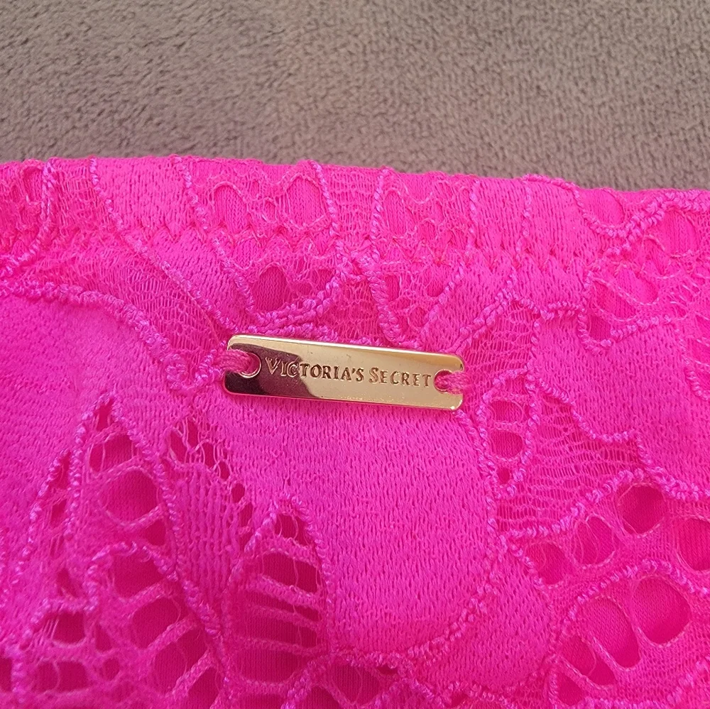 Victoria’s Secret “The Knockout Bikini” in Neon Pink Lace Overlay Size XL - Picture 5 of 12